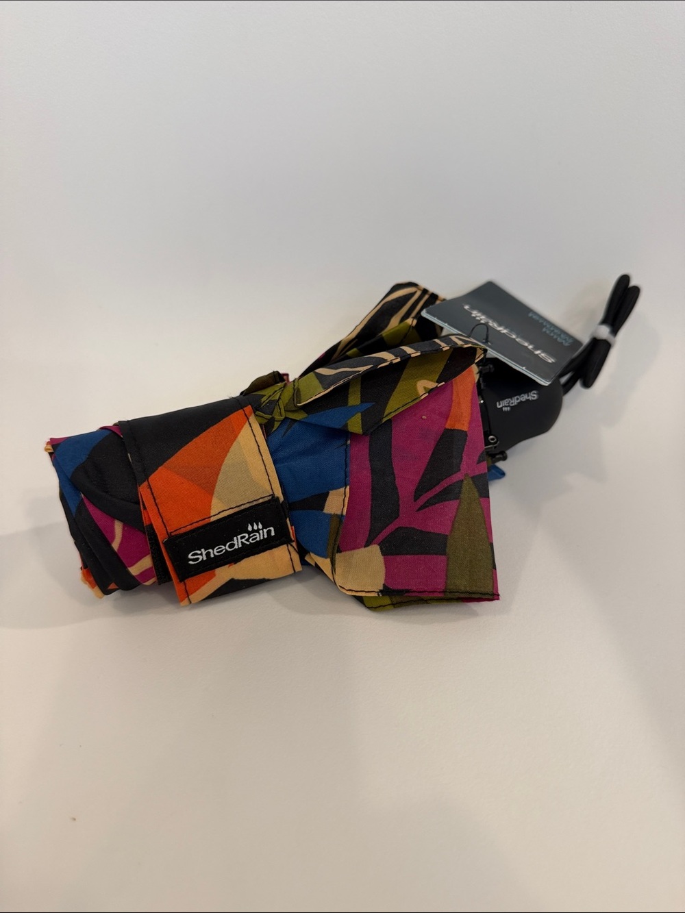 Compact Foldable Umbrella in Multicolor Abstract Print